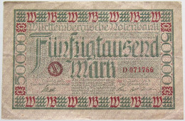GERMANY 50000 MARK 1923 WURTTEMBERG #alb010 0003 - 50.000 Mark