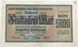 GERMANY 5000 MARK BAYERN #alb011 0059 - 5.000 Mark
