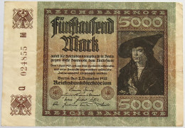 GERMANY 5000 MARK 1922 #alb066 0319 - 5000 Mark