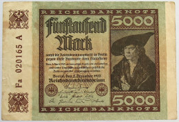 GERMANY 5000 MARK 1922 #alb066 0313 - 5000 Mark