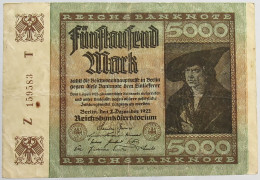 GERMANY 5000 MARK 1922 #alb066 0317 - 5.000 Mark