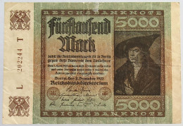 GERMANY 5000 MARK 1922 #alb066 0287 - 5.000 Mark