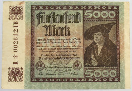 GERMANY 5000 MARK 1922 #alb066 0299 - 5.000 Mark