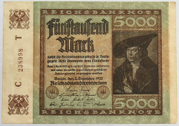 GERMANY 5000 MARK 1922 #alb066 0295 - 5.000 Mark