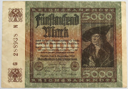 GERMANY 5000 MARK 1922 #alb066 0293 - 5.000 Mark