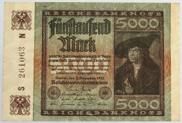 GERMANY 5000 MARK 1922 #alb066 0289 - 5000 Mark