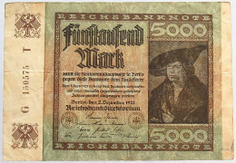 GERMANY 5000 MARK 1922 #alb066 0277 - 5.000 Mark