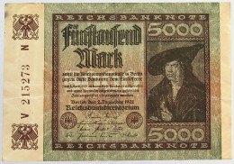 GERMANY 5000 MARK 1922 #alb066 0279 - 5000 Mark