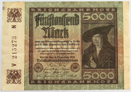 GERMANY 5000 MARK 1922 #alb066 0279 - 5.000 Mark