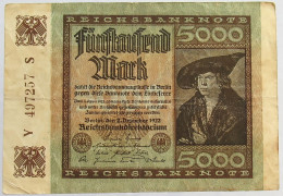 GERMANY 5000 MARK 1922 #alb066 0285 - 5.000 Mark