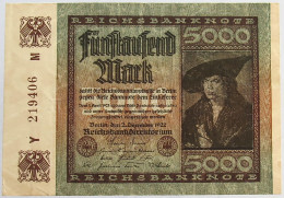 GERMANY 5000 MARK 1922 #alb066 0267 - 5.000 Mark