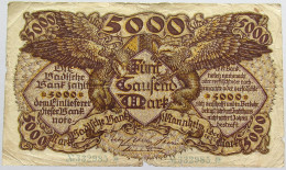 GERMANY 5000 MARK 1922 #alb018 0463 - 5000 Mark