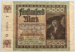 GERMANY 5000 MARK 1922 #alb066 0259 - 5000 Mark