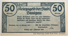 GERMANY 50 PFENNIG SAULGAU 1918 #alb002 0365 - Andere & Zonder Classificatie