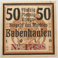 GERMANY 50 PFENNIG BABENHAUSEN 1918 #alb003 0511 - Sonstige & Ohne Zuordnung