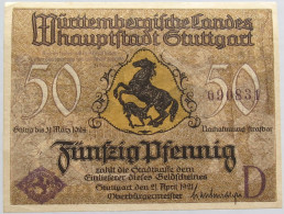 GERMANY 50 PFENNIG 1924 STUTTGART #alb002 0471 - Sonstige & Ohne Zuordnung