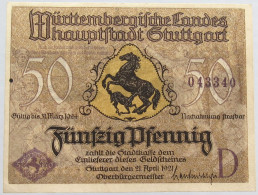 GERMANY 50 PFENNIG 1924 STUTTGART #alb002 0469 - Other & Unclassified