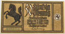 GERMANY 50 PFENNIG 1922 STUTTGART #alb002 0417 - Andere & Zonder Classificatie
