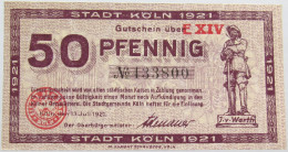 GERMANY 50 PFENNIG 1921 KOLN #alb004 0589 - Otros & Sin Clasificación