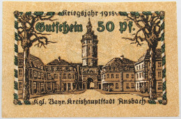 GERMANY 50 PFENNIG 1918 ANSBACH #alb003 0501 - Otros & Sin Clasificación