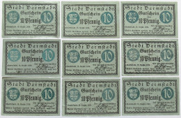 GERMANY WEIMAR LOT 10 PFENNIG 1920 DARMSTADT 9PC #alb006 0065 - Sonstige & Ohne Zuordnung