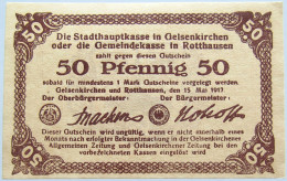 GERMANY NOTGELD GEISENKIRCHEN ROTTHAUSEN 50 PFENNIG #alb005 0035 - Otros & Sin Clasificación