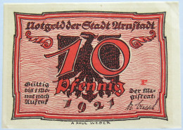 GERMANY NOTGELD ARNSTADT 10 PFENNIG 1921 #alb005 0009 - Otros & Sin Clasificación