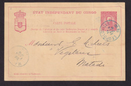 DDEE 832 -- Entier Congo LEOPOLDVILLE Bleu 1896 Vers MATADI - Cachet SA Du Haut Kassai - Emploi Peu Commun En Intérieur - Covers & Documents