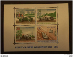 Allemagne Berlin 1971 Annivers. Courses Automobiles AVUS Bloc 3 Yv 370-373 MNH  ** - Blocs