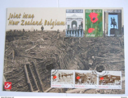 België Belgique Nouvelle-Zélande 2008 La 1ere Guerre Mondiale Coquelicots Popyes Carte Souvenir 3842HK Cob 3842-3844 - Souvenir Cards - Joint Issues [HK]