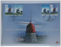 België Belgique Portugal 2002 Herdenkingskaart Carte Souvenir Windmolens Moulins à Vent HK 3091-3092 Yv 3085-3086 - Souvenir Cards - Joint Issues [HK]