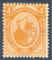 South Africa 1913. 1s Orange (wmk.inv). SACC 11b*, SG 12w*. - Nuovi