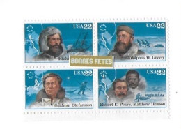 USA 1986 Arctic Polar Explorers Explorations Block Peary Henson Greely Stefansson Kane Explorateur Polaire Morse - Other & Unclassified