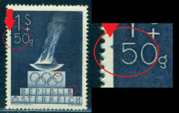 1948 London Olympics,Austria,854,MNH,Error/3:colour Spot On Frame,left Of "50" - Summer 1948: London