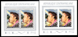 CENTRAL AFRICA(1987) Elvis Preseley. Perf + Imperf S/S With Overprints. Scott Nos 851a-b. - Centrafricaine (République)