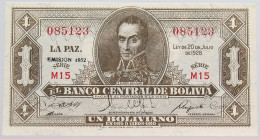 BOLIVIA 1 BOLIVIANO 1952 TOP #alb014 0147 - Bolivien