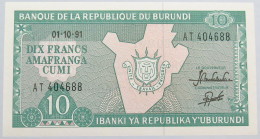 BURUNDI 10 FRANCS 1991 TOP #alb014 0181 - Burundi