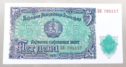 BULGARIA 5 LEVA 1951 TOP #alb050 1241 - Bulgarije