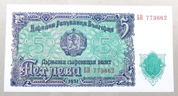 BULGARIA 5 LEVA 1951 TOP #alb050 1239 - Bulgarije