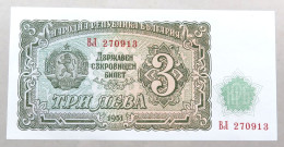 BULGARIA 3 LEVA 1951 TOP #alb050 1225 - Bulgarie