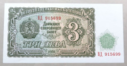 BULGARIA 3 LEVA 1951 TOP #alb050 1221 - Bulgarije