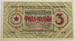 LATVIA 3 RUBLI 1919 #alb012 0145 - Latvia