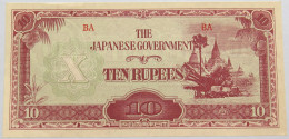 JAPANESE GOVERNMENT BURMA 10 RUPEES #alb018 0141 - Japón