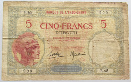 INDOCHINE 5 FRANCS DJIBOUTI #alb013 0145 - Indochina