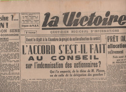 LA VICTOIRE 30 11 1945 - PROCES DE NUREMBERG ANSCHLUSS - DELATTRE DE TASSIGNY - NATIONALISATION CREDIT - CARTE DE PAIN - General Issues