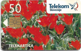 Slovenia - Telekom Slovenije - Tulipani, Enkratno Bujenje PO Tel., Gem1B Not Symm. Red, 05.1996, 50Units, 60.000ex, Used - Slowenien