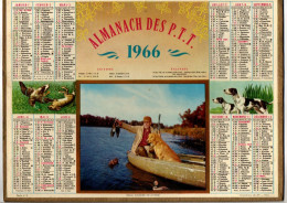 Calendrier Almanach Des P.T.T. 1966 Du Nord - Photo Belle Journée De Chasse - Format : 26.5x21 Cm - Tamaño Grande : 1961-70