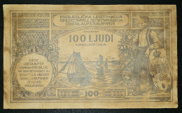 YUGOSLAVIA- 100 LJUDI, German Occupation WWII, Extremely Rare Banknote- Refugee Legitimation,100 People Guarantee, NAZI - Andere - Europa