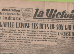 LA VICTOIRE 24 11 1945 - DE GAULLE - PROCES DE NUREMBERG - AMBROISE CROIZAT - CONSTITUANTE - LONDRES - - Testi Generali