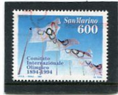 SAN MARINO - 1994  600 L  C.I.O.  CENTENARY  FINE USED - Usados
